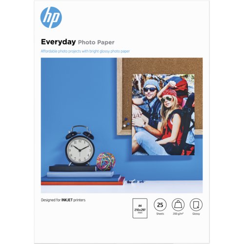 HP Everyday Inkjet Photo Paper - A4 - 210 mm x 297 mm - 170 g/m² Grammage - Semi-gloss - 25 Sheet