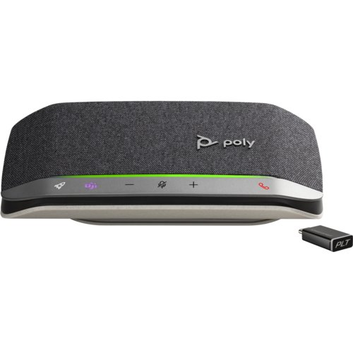 Poly Sync 20+ Wired/Wireless Bluetooth Speakerphone - Microsoft Teams - Silver - 3 x Bi-directional Microphone(s) - 40 mm 