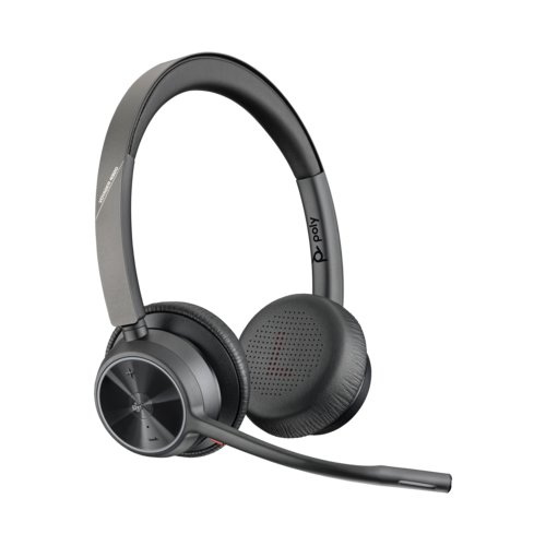 Poly Voyager 4300 UC 4320 Wired/Wireless On-ear, Over-the-head Stereo Headset - Black - Microsoft Teams Certification - Go