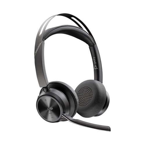 Poly Voyager Focus 2-M Wired/Wireless On-ear, Over-the-head Stereo Headset - Black - Siri, Google Assistant - Binaural - S