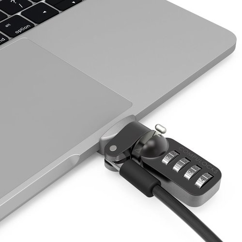 Compulocks Ledge Lock Adapter for MacBook Pro 13" M1 & M2 with Combination Cable Lock Silver - Follows Apple Slick Design 