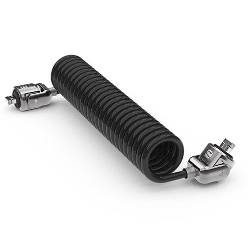 Compulocks Dual Head Coiled T-bar Security Keyed Cable Lock - 2 Keyed T-Bar Style Lock Heads, Coiled Galvanized Steel Cabl