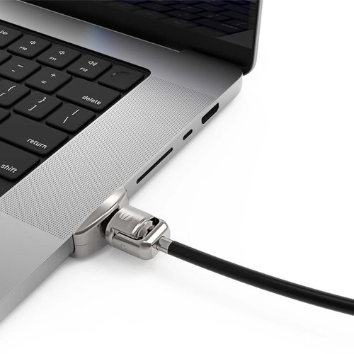 Compulocks Ledge Lock Adapter for MacBook Pro 16" M1 & M2 with Keyed Cable Lock Silver - Patented Cutting-Edge MacBook Loc