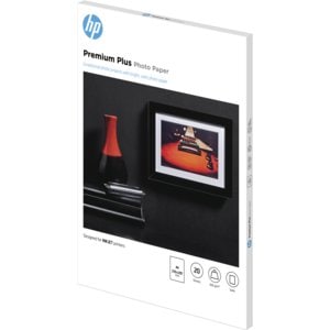 HP Premium Plus Inkjet Photo Paper - Recycled - A4 - 210 mm x 297 mm - 300 g/m² Grammage - Semi-gloss - 20 / Pack - Smudge