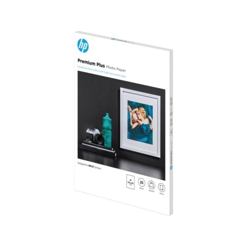 HP Premium Plus Inkjet Photo Paper - Recycled - A4 - 210 mm x 297 mm - 300 g/m² Grammage - Glossy - 20 / Pack - Water Resi
