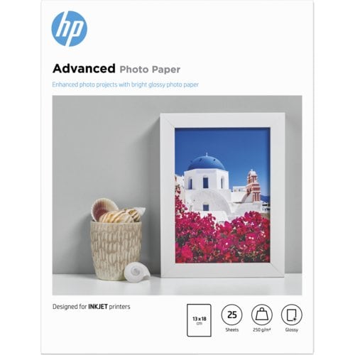 HP Photo Paper - 130 mm x 180 mm - 250 g/m² Grammage - Glossy - 25 Sheet