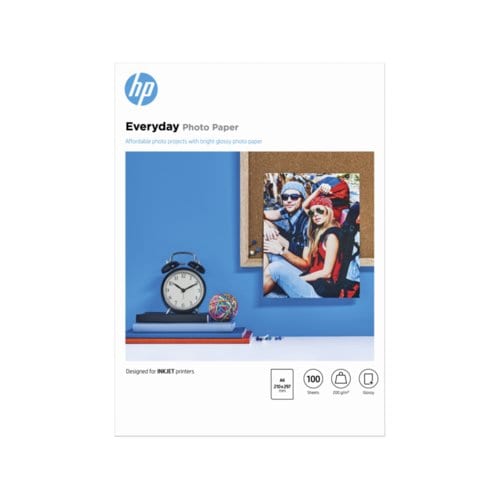 HP Everyday Inkjet Photo Paper - A4 - 210 mm x 297 mm - 200 g/m² Grammage - Glossy, Textured - 100 Sheet