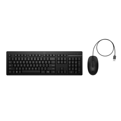HP 225 Keyboard & Mouse - Spanish - USB Type A Plunger Cable Keyboard - Keyboard/Keypad Color: Black - USB Type A Cable Mo