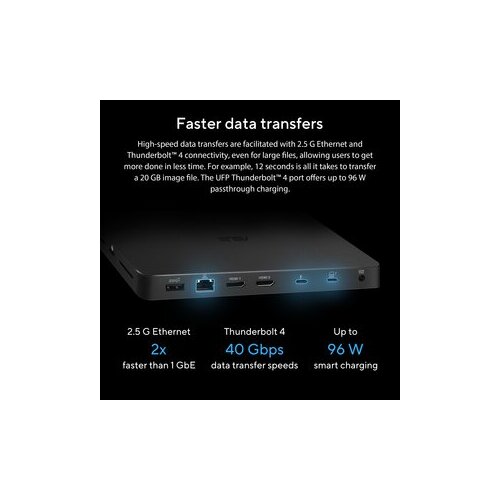 Asus DC500 Thunderbolt 4 Docking Station for Monitor, Notebook, Memory Card Reader - Memory Card Reader - SD - 150 W - Bla