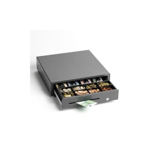 Star Micronics CB-2002FN Cash Drawer - 4 Bill - 8 Coin - 3 Lock Position - Metal - Grey - 114 mm Height x 410 mm Width x 4