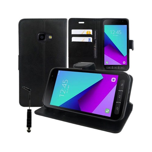 ETUI FOLIO NOIR PORTE CARTES AVEC RABAT POUR SAMSUNG GALAXY XCOVER 4 et GALAXY XCOVER 4S (SM-G390 / SM-G398)