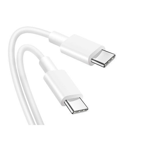 CABLE USB-C VERS USB-C - USB 2.0 - Longueur 1m - Courant supporté : 3.25A max (65W max) - Blanc - Compatible tout appareil