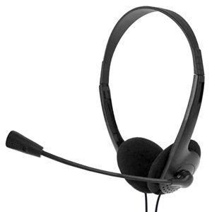 BROBOTIX AUDIFONO DIADEMA CON MICROFONO AJUSTABLE BASICA - 2 Conectores 3.5 mm para Microfono y Audio - Color Negro