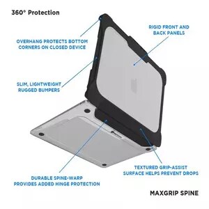 Funda MAXCases Extreme Shell-L Robusto - para Apple MacBook Air - Negro/transparente - Absorción de Impactos, Resistente a