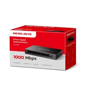 Mercusys MS108GS 8 Puertos Conmutador Ethernet - Gigabit Ethernet - 10/100/1000Base-T - 2 Capa compatible - 4.22W Power Co