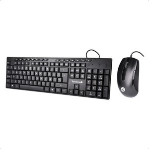 KIT TECLADO C/ MOUSE ALAMBRICO TECHZONE 105 TECLAS+15 MULTIMEDIA QWERTY. CABLE USB / MOUSE 3 BOTONES DPI 1000 CABLE DE 130