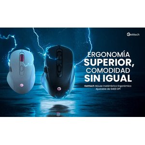 Mouse Gamer Getttech, Inalámbrico/alámbrico, Bluetooth, Usb, 6400dpi, Retroiluminación Rgb, Negro