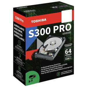 Disco Duro Interno Toshiba® S300 para Videovigilancia, 8TB 7200RPM y 256MB Cache, hasta 64 Camaras.