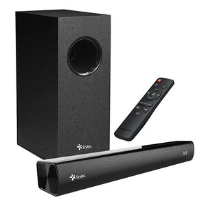 Barra de sonido stylos 2.1 + con Subwoofer de 4" includio , potencial total de 40w + conectividad multiple BT/HDMI ARC/ AU