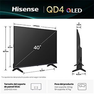 Smart LED-LCD TV Hisense 40QD4QFM 101.6cm - HDTV - LED Quantum Dot Retroiluminación - 1920 x 1080 Resolución