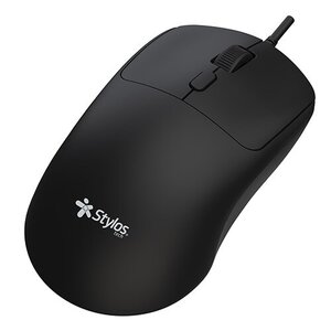 Mouse Stylos - USB - Óptico - 3 Botón(es) - Negro - Cable - 600 dpi