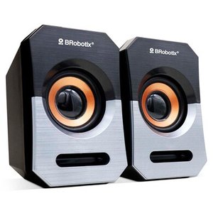 BROBOTIX BOCINAS MULTIMEDIA, USB + 3.5 MM COLOR NEGRO/PLATA - Sistema de Altavoces para computadoras laptop , alimentación