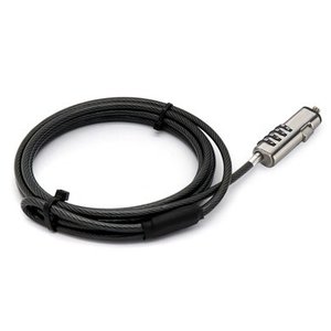 BROBOTIX CANDADO DE SEGURIDAD PARA LAPTOP, PORTATIL TIPO NANO DE COMBINACION, DE 1.8 METROS, COLOR HUMO, CABLE DE ACERO DE