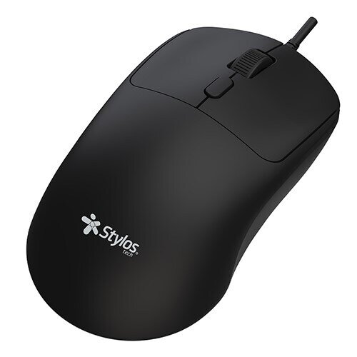 Mouse Stylos - USB - Óptico - 3 Botón(es) - Negro - Cable - 600 dpi