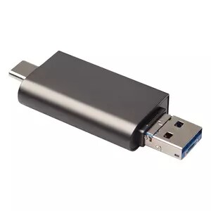 LECTOR USB V2.0 MICROSD NEGRO TIPO C Y TIPO A