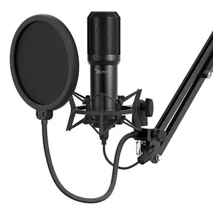 Micrófono para Audio profesional, Streaming en vivo, Grabación, Studio XZEAL XZ-260 - Cableado - Condensador - Negro - 1.8