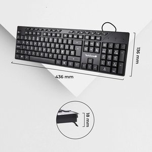 KIT TECLADO C/ MOUSE ALAMBRICO TECHZONE 105 TECLAS+15 MULTIMEDIA QWERTY. CABLE USB / MOUSE 3 BOTONES DPI 1000 CABLE DE 130