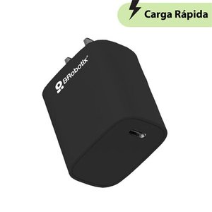 BROBOTIX CARGADOR TIPO C PARA PARED DE 20W CARGA RÁPIDA, COLOR NEGRO, 1 PUERTO USB TIPO C HEMBRA, NO INCLUYE CABLE