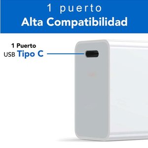 BROBOTIX CARGADOR TIPO C PARA PARED DE 20W CARGA RÁPIDA, COLOR BLANCO, 1 PUERTO USB TIPO C HEMBRA, NO INCLUYE CABLE
