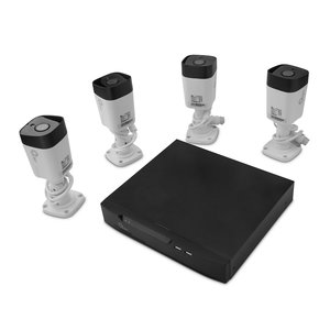 Kit De Camaras Qian Con NVR/ Disco Duro 1TB, Ip Bullet 5 Mp 30m Ir Para Interiores/exteriores Alámbrico 2560 X 1920 Pixele