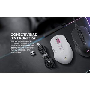 Mouse Gamer Getttech, Inalámbrico/alámbrico, Bluetooth, Usb, 6400dpi, Retroiluminación Rgb, Negro