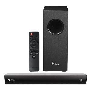 Barra de sonido stylos 2.1 + con Subwoofer de 4" includio , potencial total de 40w + conectividad multiple BT/HDMI ARC/ AU
