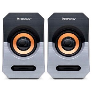 BROBOTIX BOCINAS MULTIMEDIA, USB + 3.5 MM COLOR NEGRO/PLATA - Sistema de Altavoces para computadoras laptop , alimentación