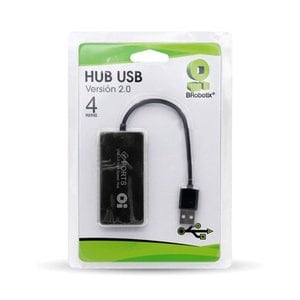 BROBOTIX HUB USB V2.0 4 PUERTOS BASICO COLOR NEGRO - Concentrador LapTop Portatil Notebook Escritorio
