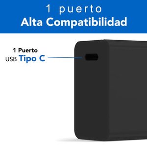 BROBOTIX CARGADOR TIPO C PARA PARED DE 20W CARGA RÁPIDA, COLOR NEGRO, 1 PUERTO USB TIPO C HEMBRA, NO INCLUYE CABLE