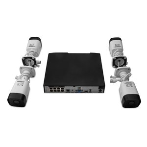 Kit De Camaras Qian Con NVR/ Disco Duro 1TB, Ip Bullet 5 Mp 30m Ir Para Interiores/exteriores Alámbrico 2560 X 1920 Pixele