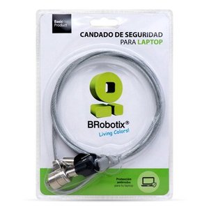 BROBOTIX CANDADO DE SEGURIDAD PARA LAPTOP, PORTATIL TIPO K-SLOT DE LLAVE (TIPO T-BAR®) DE 1.8 METROS, CABLE DE ACERO DE 4M