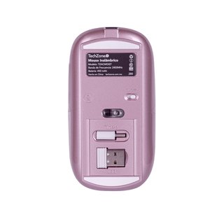 MOUSE  SLIVE RECARGABLE ROSA CON NANO RECEPTOR TIPO C Y USB A, MOUSE PAD INCLUÍDO TECHZONE, DPI: 1000, 1200, 1600
