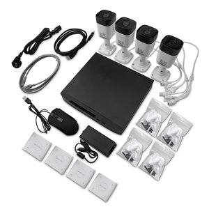 Kit De Camaras Qian Con NVR/ Disco Duro 1TB, Ip Bullet 5 Mp 30m Ir Para Interiores/exteriores Alámbrico 2560 X 1920 Pixele