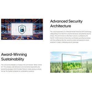 LG 4K UHD Signage 55" 3,840 × 2,160 500 nit 16 / 7