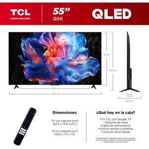 "PANTALLA TCL 55 INC QLED FLAT 4K UHD GOOGLE TV ASISTENTE DE GOOGLE
"