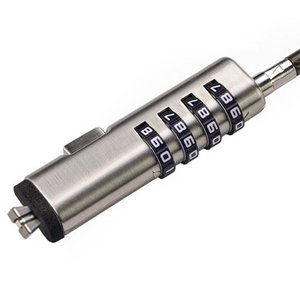 BROBOTIX CANDADO DE SEGURIDAD PARA LAPTOP, PORTATIL TIPO NANO DE COMBINACION, DE 1.8 METROS, COLOR HUMO, CABLE DE ACERO DE