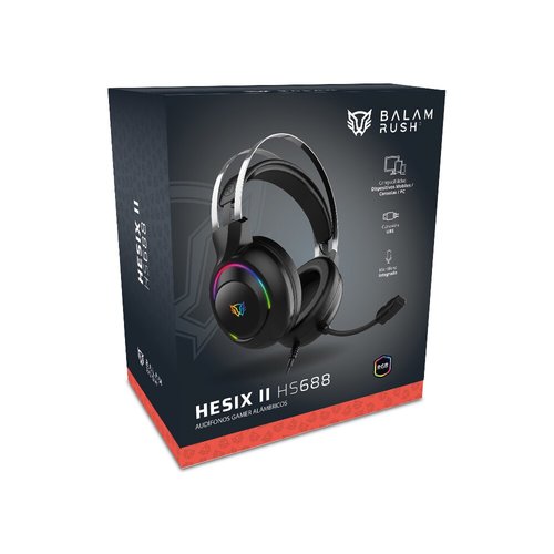 Audífonos Gamer Balam Rush Hesix II HS688 / Alámbricos + Over Ear + Bocinas 50 mm + Mic Fijo / Sonido Dinámico + Compatibl