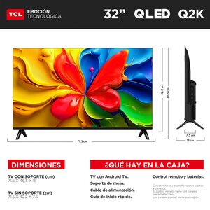 SMART TV TCL 32 INC QLED FLAT HD GOOGLE TV DOLBY AUDIO 2X8W 60 HZ