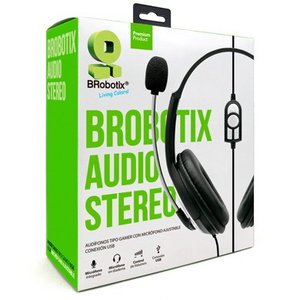 BROBOTIX AUDIFONO DIADEMA USB CON MICROFONO AJUSTABLE TIPO GAMER - 1 Conector USB para Microfono y Audio - Control de Volu