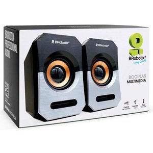 BROBOTIX BOCINAS MULTIMEDIA, USB + 3.5 MM COLOR NEGRO/PLATA - Sistema de Altavoces para computadoras laptop , alimentación